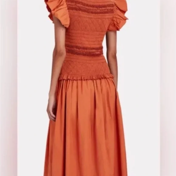 Ulla Johnson Madeline smocked body midi dress NWT size 6 in color clay - Picture 4 of 16